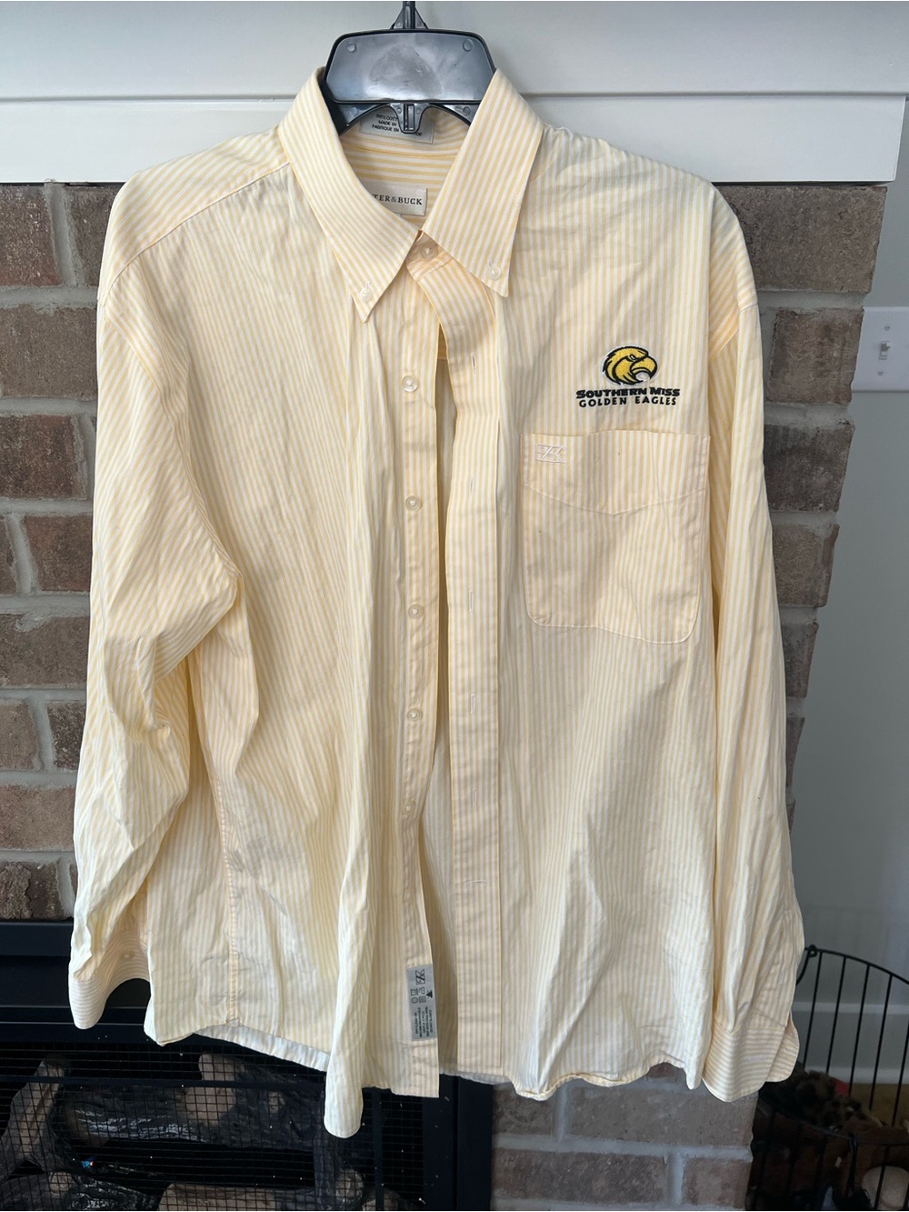 Cutter & Buck Yellow Striped Golden Eagles Button-Down Shirt